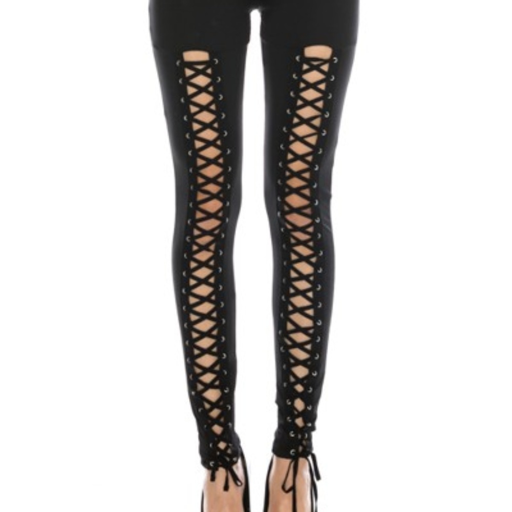 Stretch Lace Up Front Leggings